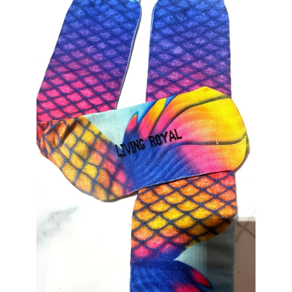 Living Royal Mermaid Tail Knee High Socks Rainbow Multicolor Blue Pink Purple